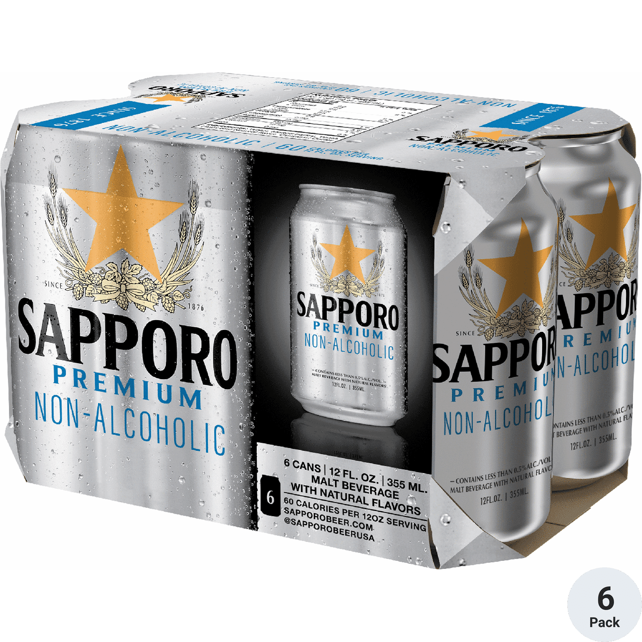 SAPPORO NON ALCOHOLIC 6PK CAN