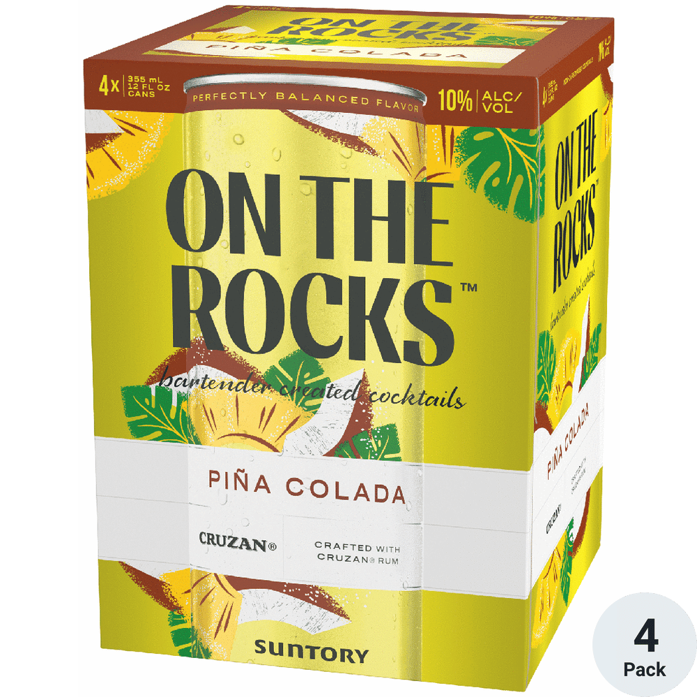 ON THE ROCK PINA COLADA 4PK CANS